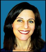 Picture of Carol Naiman Waldman smiling on a blue background